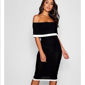 BooHoo Black and White contrast dress